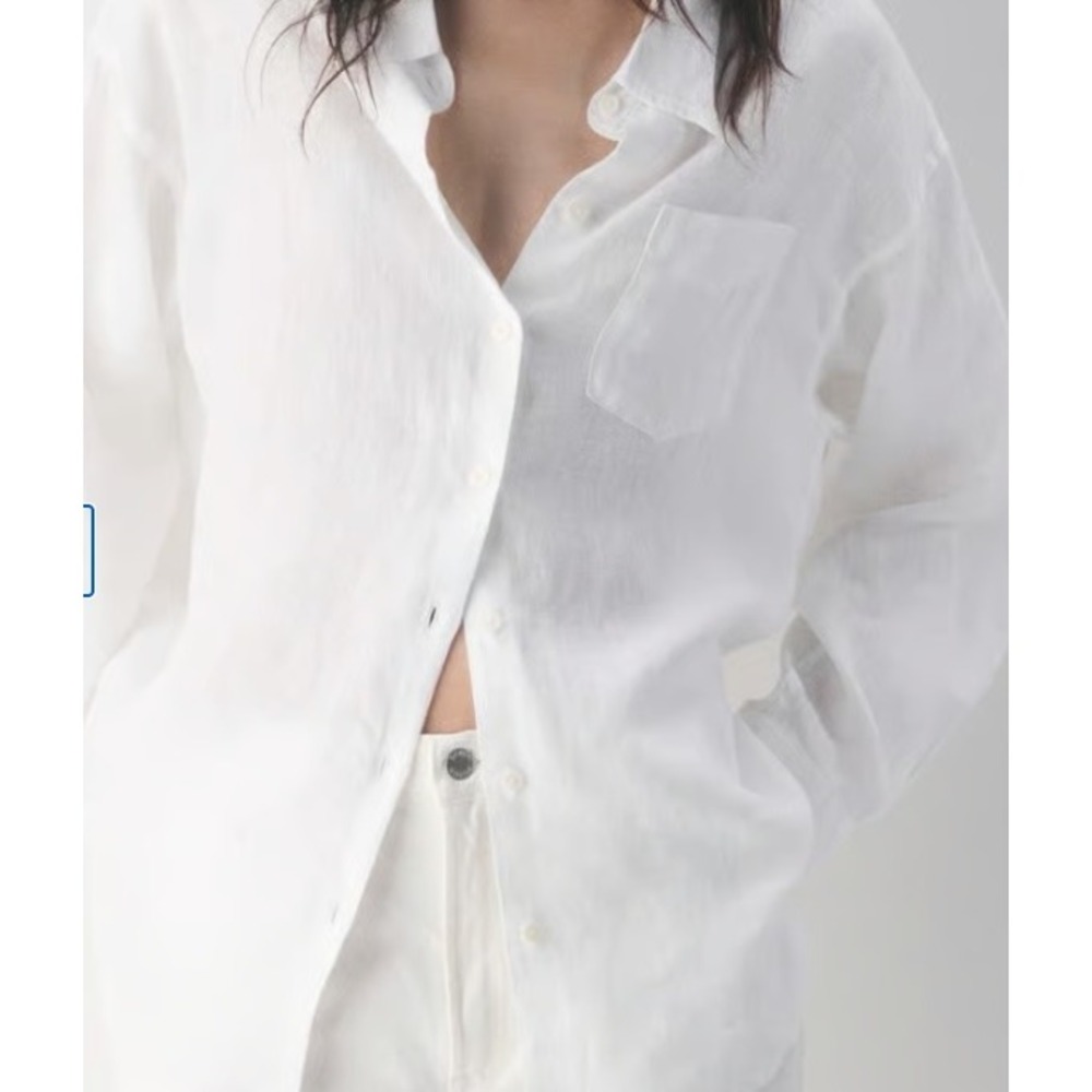 Saks Fifth Avenue xxl button down white classic linen viscose ultimate comfort